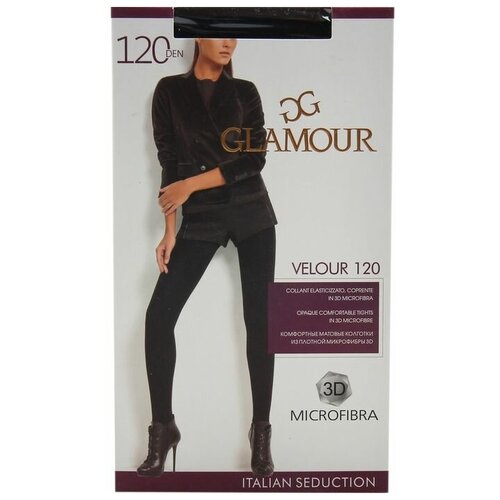 колготки glamour velour 120 den размер 2 коричневый Колготки Glamour Велюр, 120 den, размер 4, черный