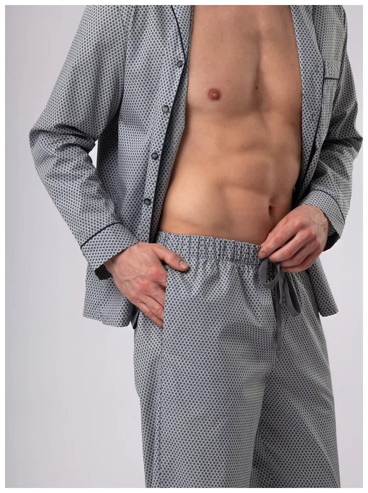 Серый хлопковый домашний костюм / INDEFINI / 3016PCC-XL - фотография № 4