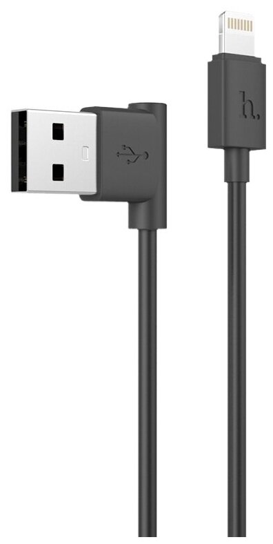 Кабель USB - Apple 8 pin HOCO UPL11, 1.2м, круглый, 2.1A, силикон, боковой, цвет чёрный(1/50/500)