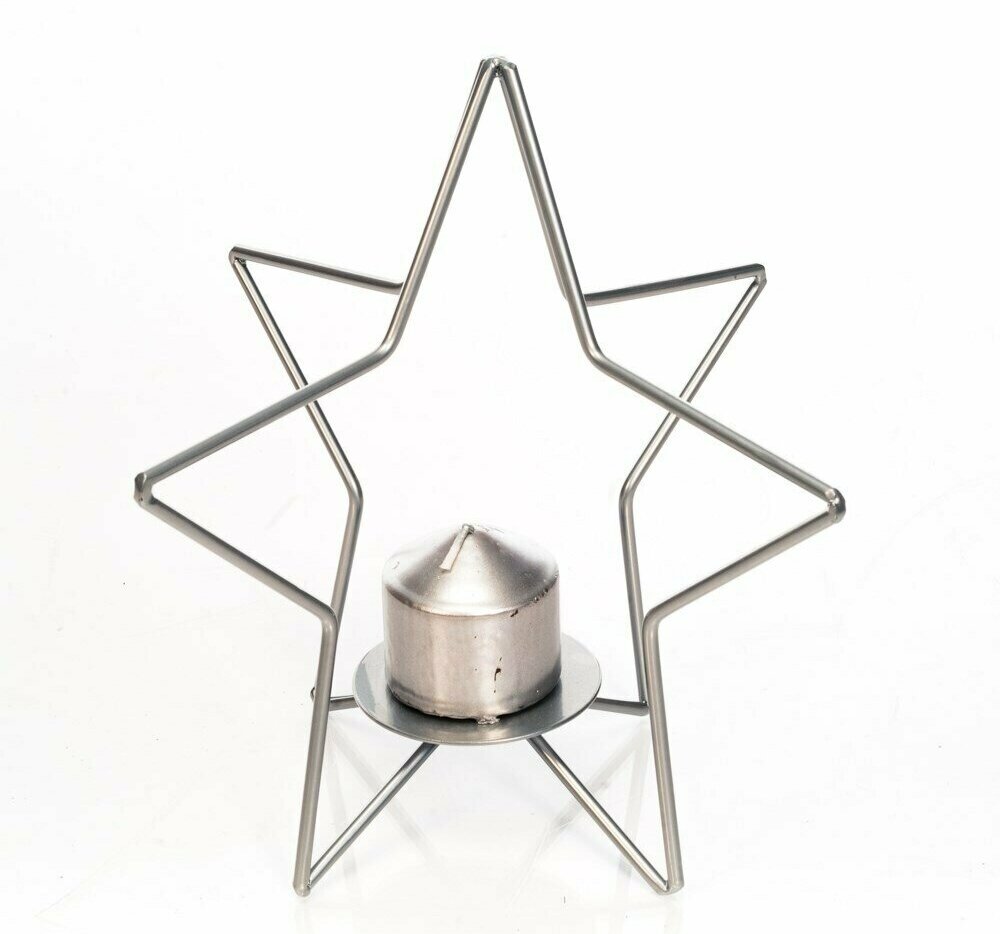 Металлический подсвечник для свечей декоративный настольный серебристый Loft 607-41-S HiTSAD - фотография № 8