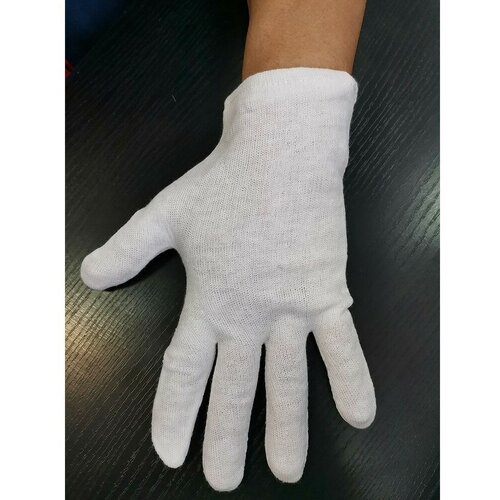Белые хлопковые перчатки TETU 402 косметические, 12 пар, размер 8/M