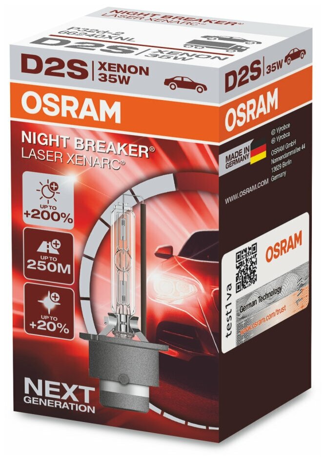 Лампа автомобильная ксеноновая OSRAM Night breaker 66240XNL D2S 35W P32d-2 1 шт.