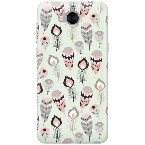 фото Cиликоновый чехол на huawei y5 2017 / хуавей у5 2017 с принтом "перья бохо" gosso