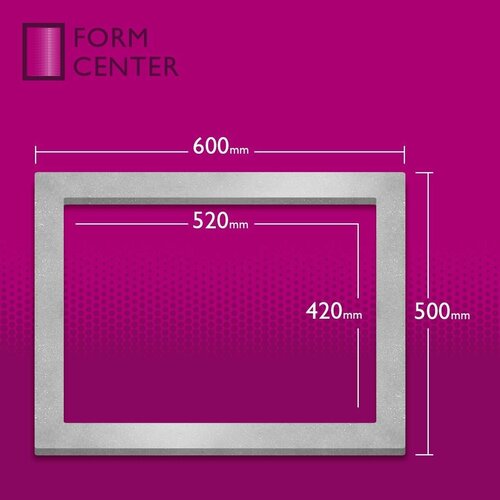 Рама алюминиевая для шелкографии 500х600 мм, профиль 20х40х2 мм, без сетки