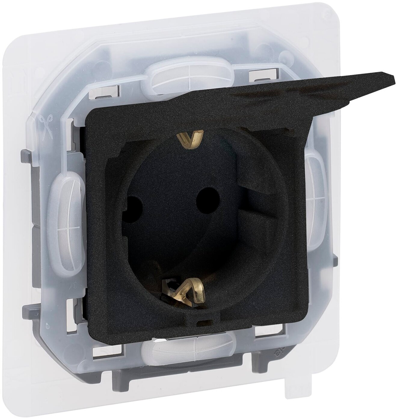 673743 Legrand INSPIRIA Антрацит Розетка 2К+З IP 44 с откидной крышкой и шторками - немецкий стандарт - 16 А - 250 В - фото №11