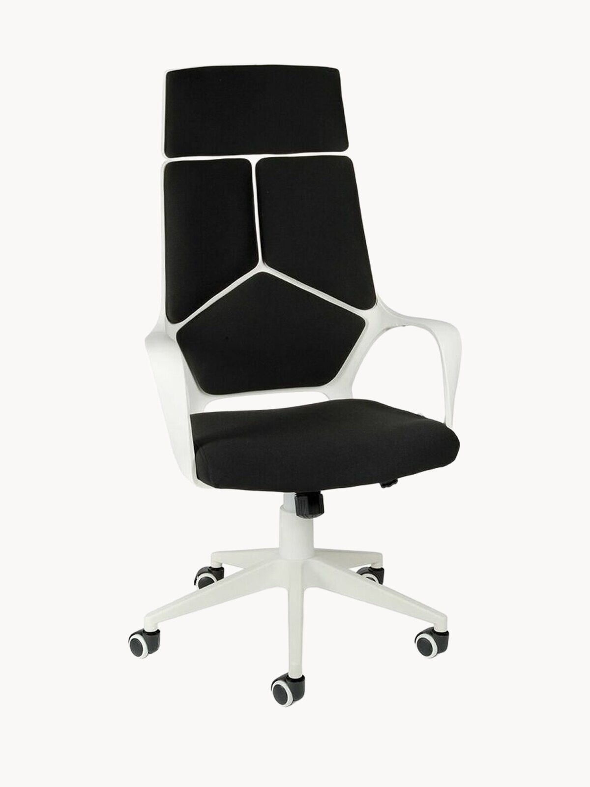 Компьютерное кресло NORDEN IQ, черный/белый, обивка из текстиля, каркас из пластика, для офиса, с подлокотниками/с подголовником