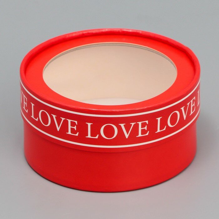 Коробка для макарун кондитерская упаковка тубус с окном Love 12 х 12 х 5 см