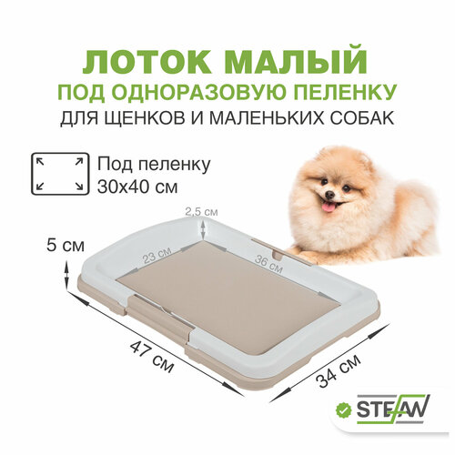 Туалет-лоток для собак мелких пород под одноразовую пеленку (S) STEFAN (Штефан), размер 47х34, BP1023