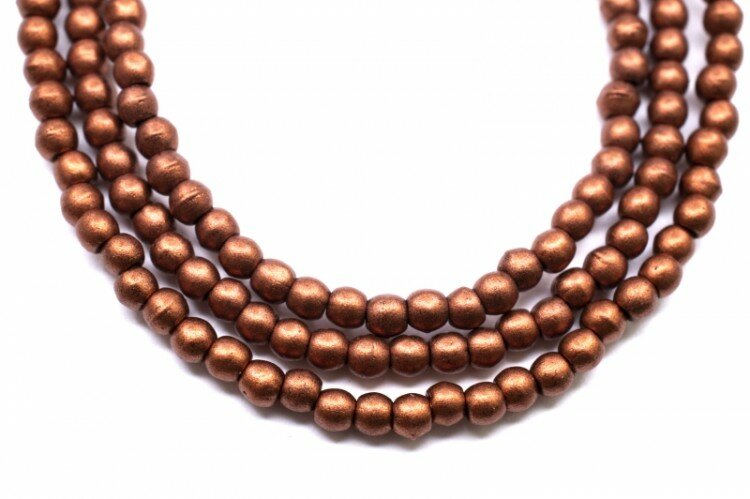 фото Бусины круглые 2мм, цвет K0178 бронза/медь, матовый металлик, 737-009, 1 нить (около 100шт)