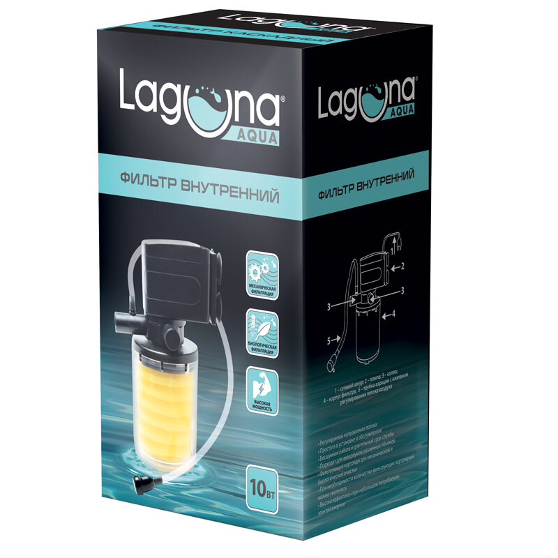 Фильтр для аквариума внутренний, 10Вт, 800л/ч, 9*7,5*17см, Laguna AQUA