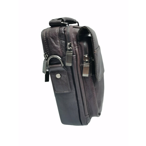 фото Сумка мессенджер 072xs brown 072xs black, фактура гладкая, коричневый нет бренда