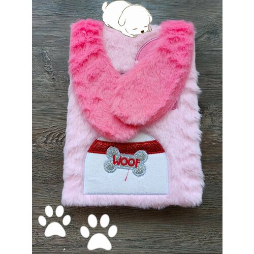 Пушистый блокнот Собачка с мехом А5 для скетчинга, рисунков и записей