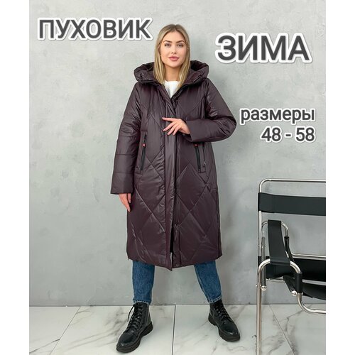 фото Пуховик, размер 56-58, бордовый без бренда