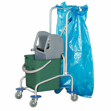 фото Одноведерная уборочная тележка из алюминия, зеленое ведро