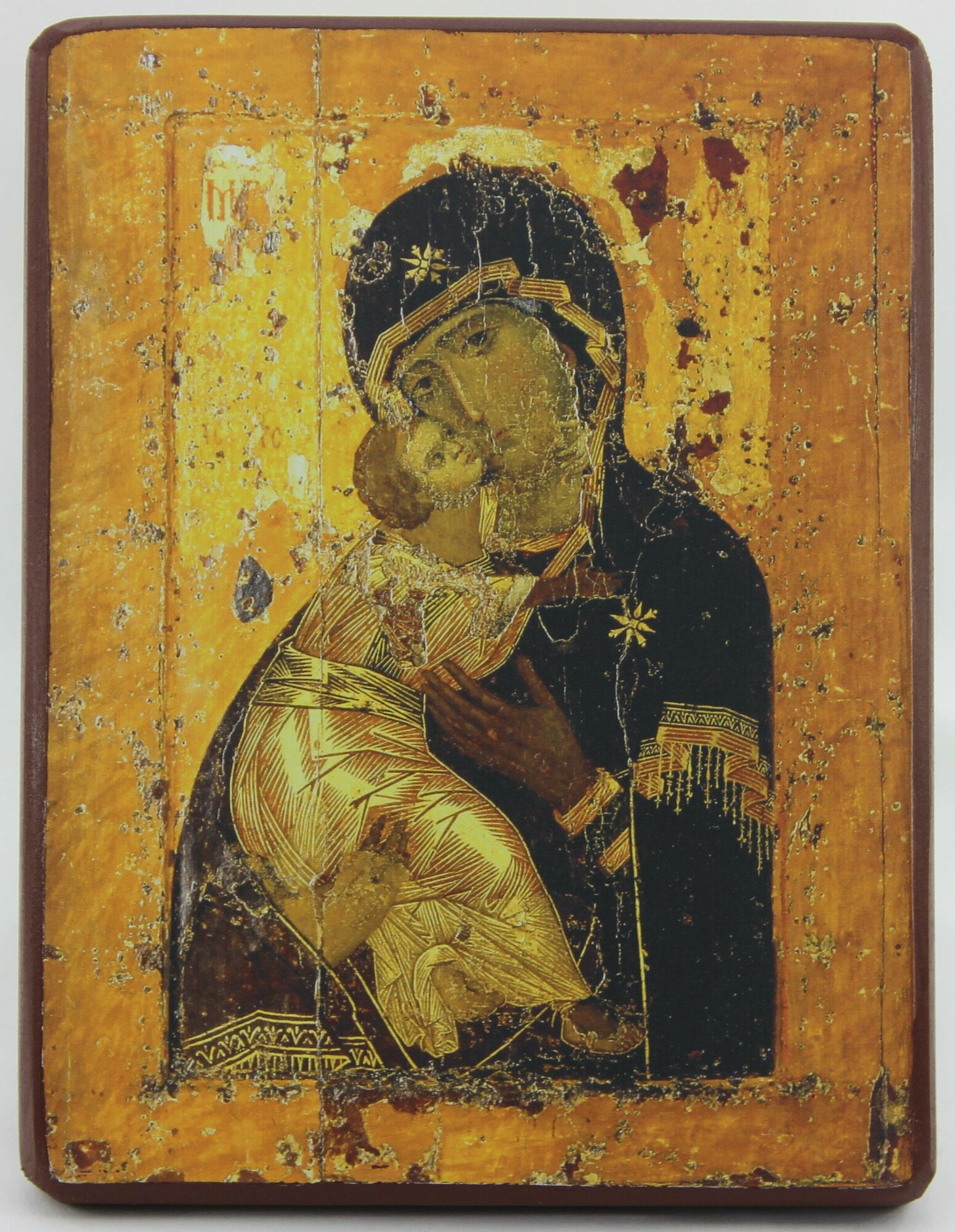 Православная Икона Божией Матери Владимирская, деревянная иконная доска, левкас, ручная работа (Art.1080М)
