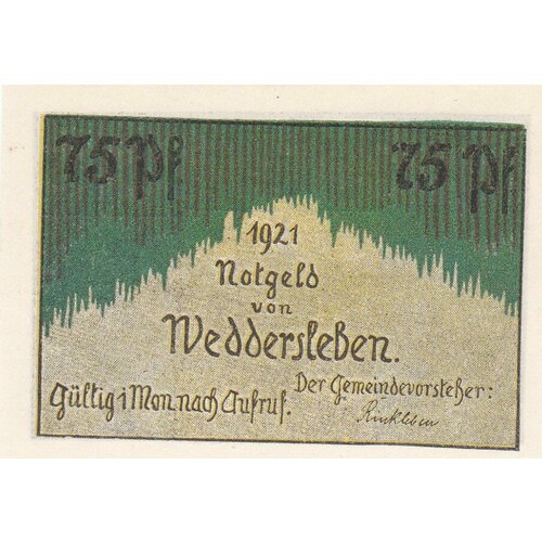 Германия (Веймарская Республика) Веддерслебен 75 пфеннигов 1921 г. (№1) германия веймарская республика глаухау 75 пфеннигов 1921 г 1
