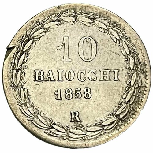 Италия, Папская область (Ватикан) 10 байокко 1858 г. (R)