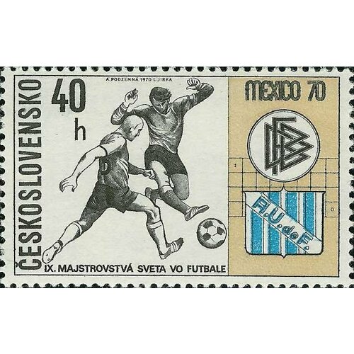 (1970-044) Марка Чехословакия Германия-Уругвай ЧМ по футболу 1970 Мексика III Θ