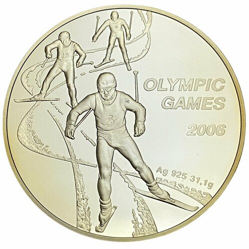 Казахстан 100 тенге 2005 г. (Лыж. спорт. Олимпийские игры - 2006 г.) в футляре с сертификатом №00115