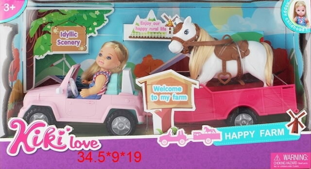 Набор "Фермер" Happy Farm в коробке кукла(11см), машина с прицепом, лошадь
