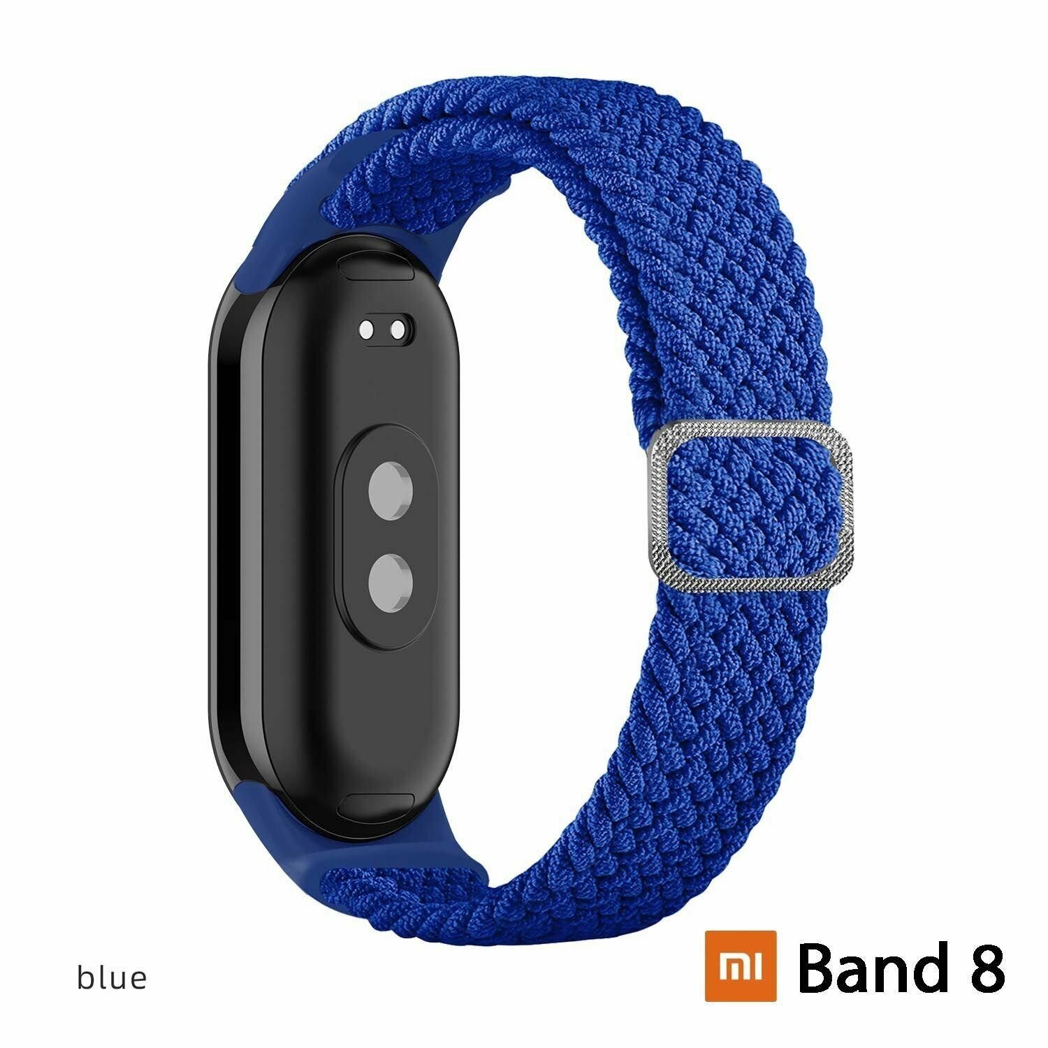 Плетёный ремешок из эластичной ткани для фитнес браслета Xiaomi Mi Band 8 (Ксиоми Ми Бэнд 8) синий