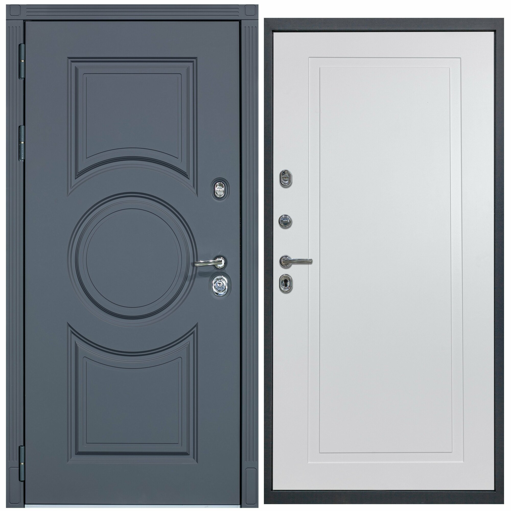 Дверь входная металлическая DIVA ДХ-30 2050x860 Левая Серый софт - Н10 Белый софт, тепло-шумоизоляция, антикоррозийная защита для квартиры