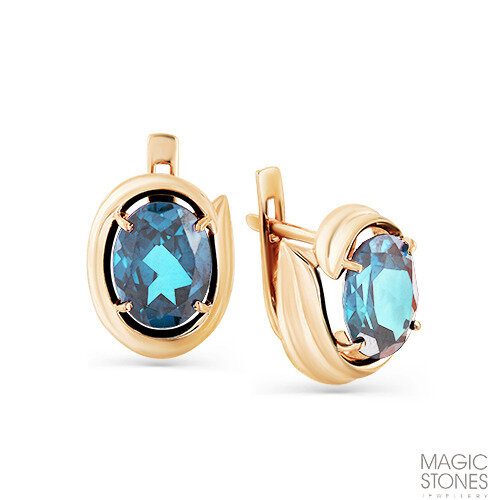 Серьги MAGIC STONES, красное золото, 585 проба, топаз