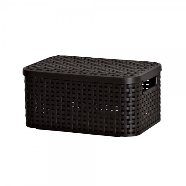 Корзина одеяла CURVER с крышкой Rattan Style Box S