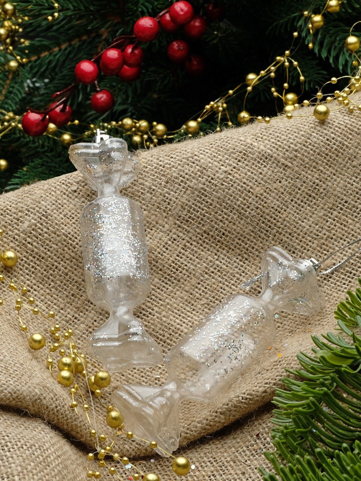 Рождественское украшение (Конфеты, набор 2 шт.) прозрачный 11 см