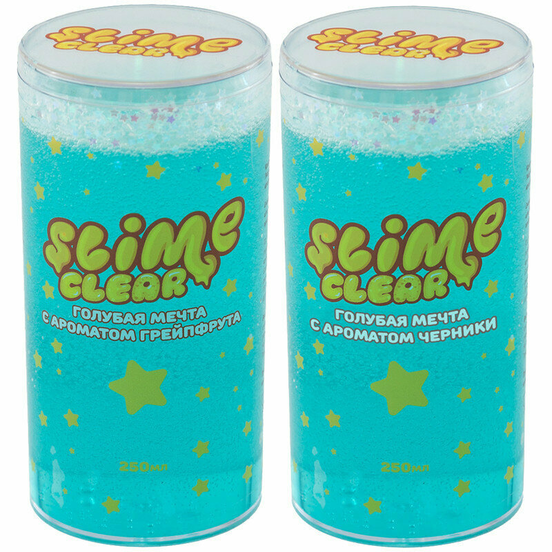 Слайм Slime "Clear-slime. Голубая мечта", голубой, с наполн. звездочки, аромат ассорти, 250г, 297401