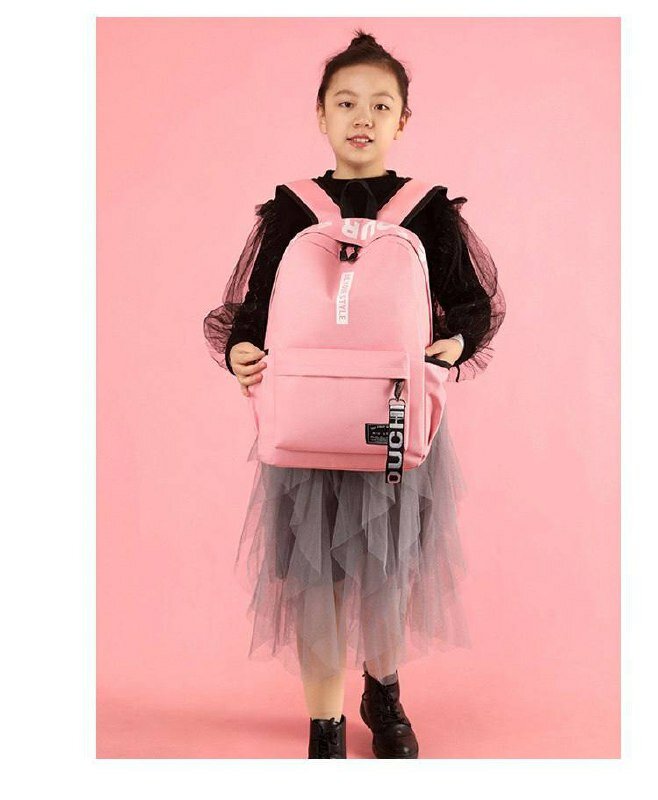 Рюкзак женский городской, для девочек, повседневный, текстильный, нежно розовый