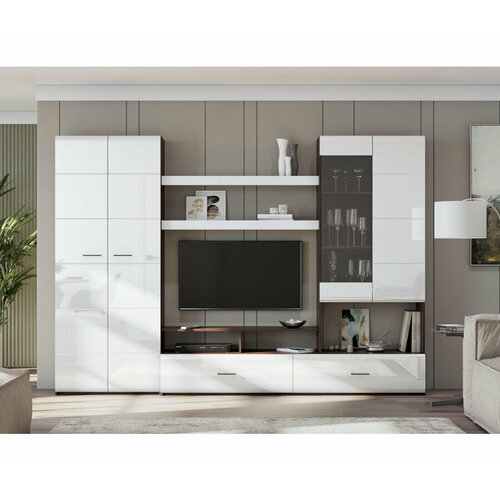 Готовая гостиная Woodville Jimenez дуб венге / белый глянец