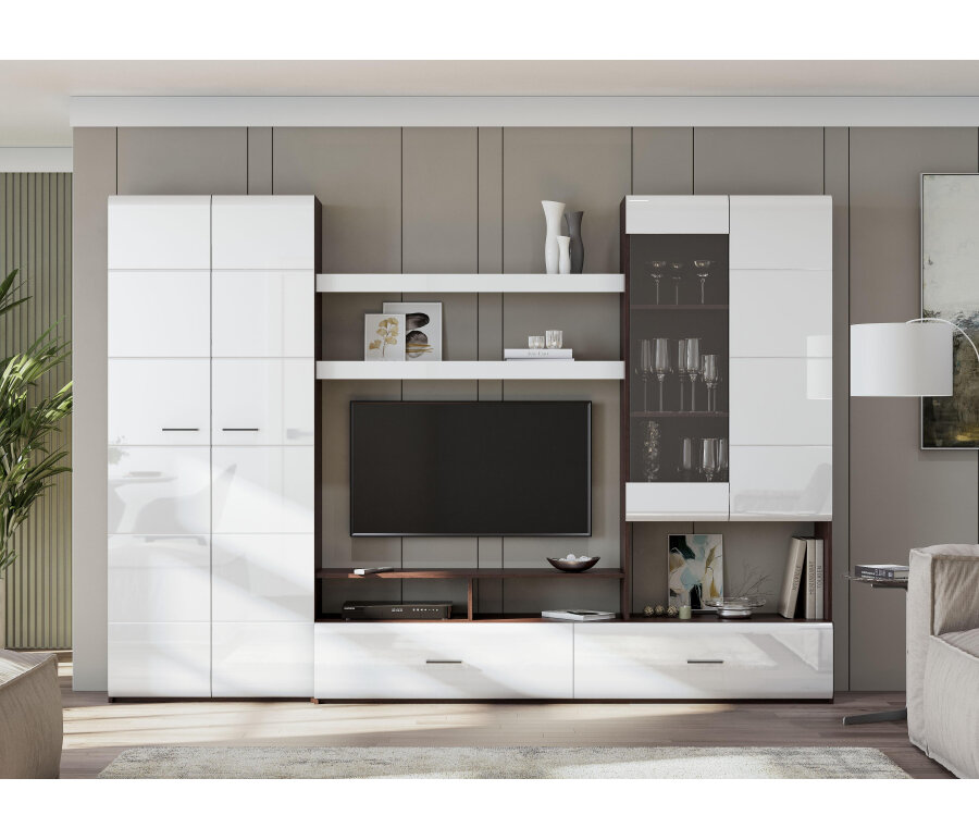 фото Готовая гостиная Woodville Jimenez дуб венге / белый глянец