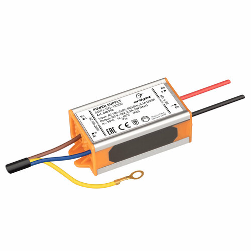 Блок питания ARPJ-SN-18300 (5W, 9-18V, 300mA) (Arlight, IP65 Металл, 3 года) Артикул 040792 блок питания arpj sn 84600 pfc 50w 54 84v 600ma arlight ip65 металл 3 года артикул 041906