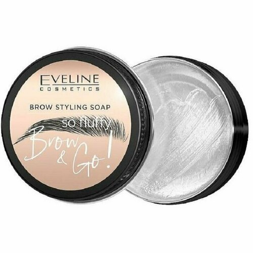 Eveline Cosmetics Мыло для укладки бровей Brow & Go, фиксирующее, прозрачное, 25 г 903416037996