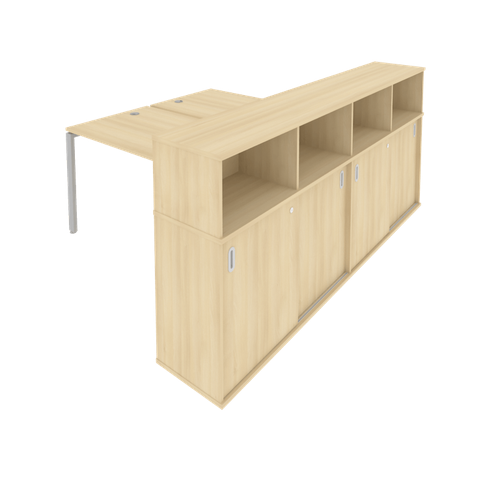 Бенч-система на 2 рабочих места с опорным шкафом-купе Metal system Б. РС-СШК-4.3 Акация 1810х2332х1098