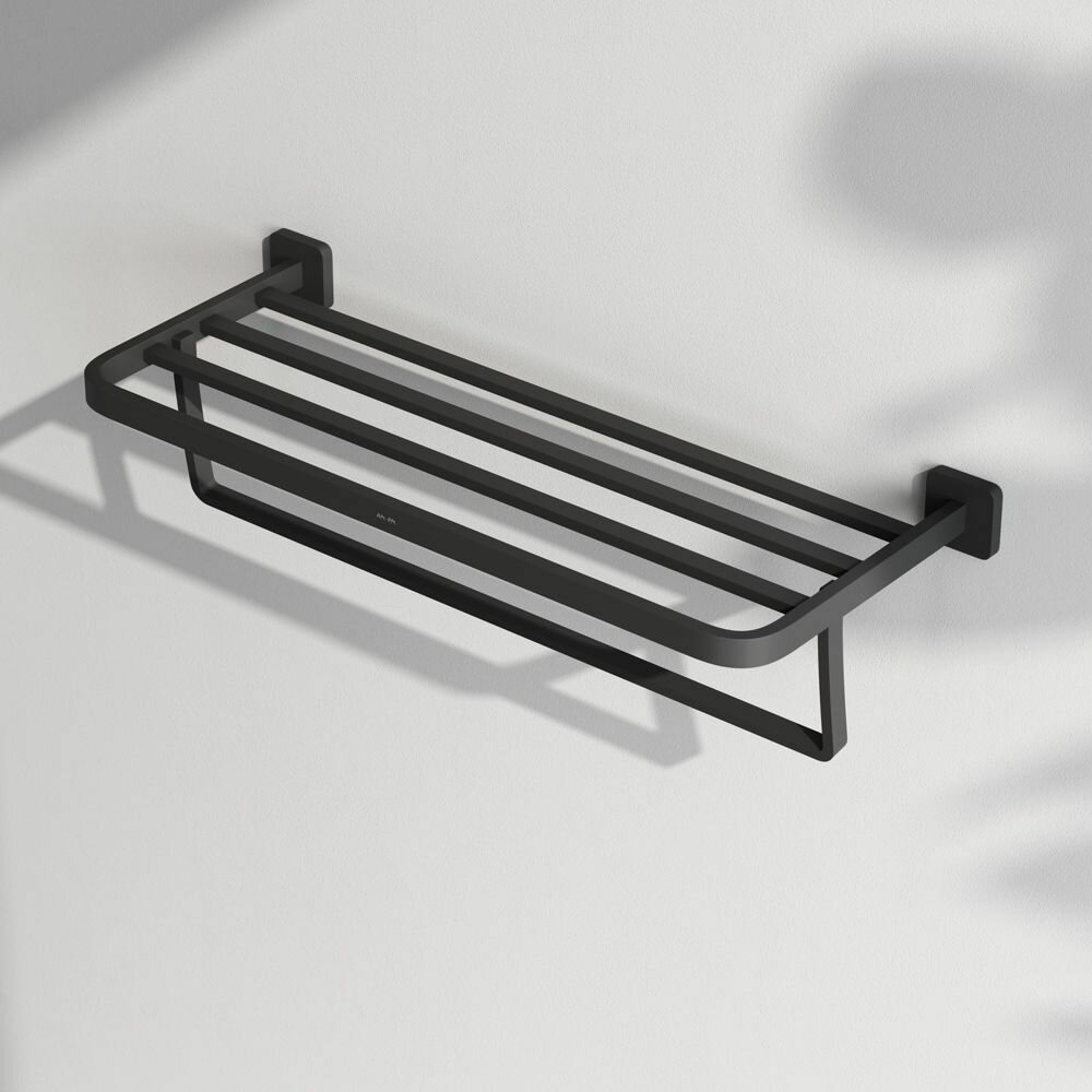 фото Полка для ванной комнаты AM.PM Func A8F37722 черный, полка для полотенец, подвесная, настенная, гарантия 5 лет,
