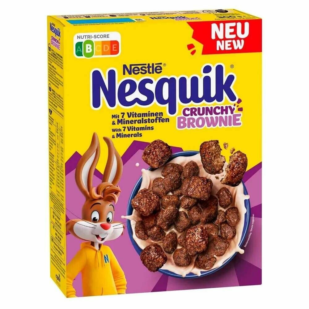 Сухой завтрак Nestle Nesquik Crunchy Brownie / хрустящий шоколад 300 гр (Польша) - фотография № 1