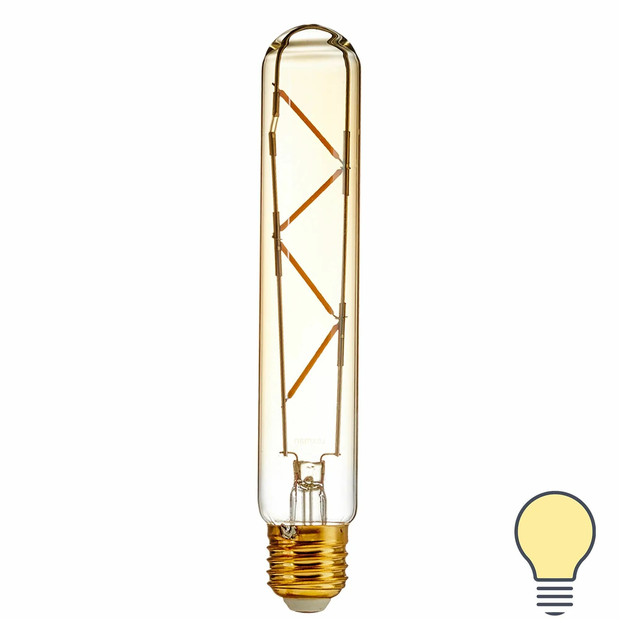 Лампа светодиодная Lexman E27 220-240 В 4 Вт цилиндр золотистая 400 лм теплый белый свет