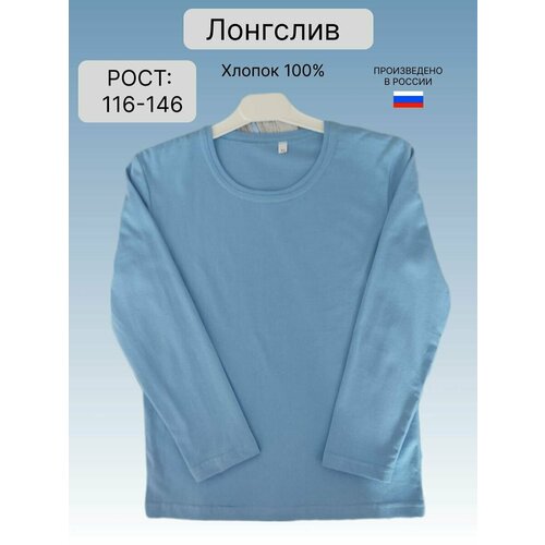 фото Лонгслив , размер 32/116-122, голубой нет бренда