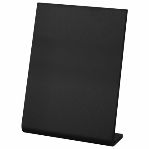 Табличка меловая настольная А4 (21x29.7 см), L-образная, вертикальная, ПВХ, черная, BRAUBERG