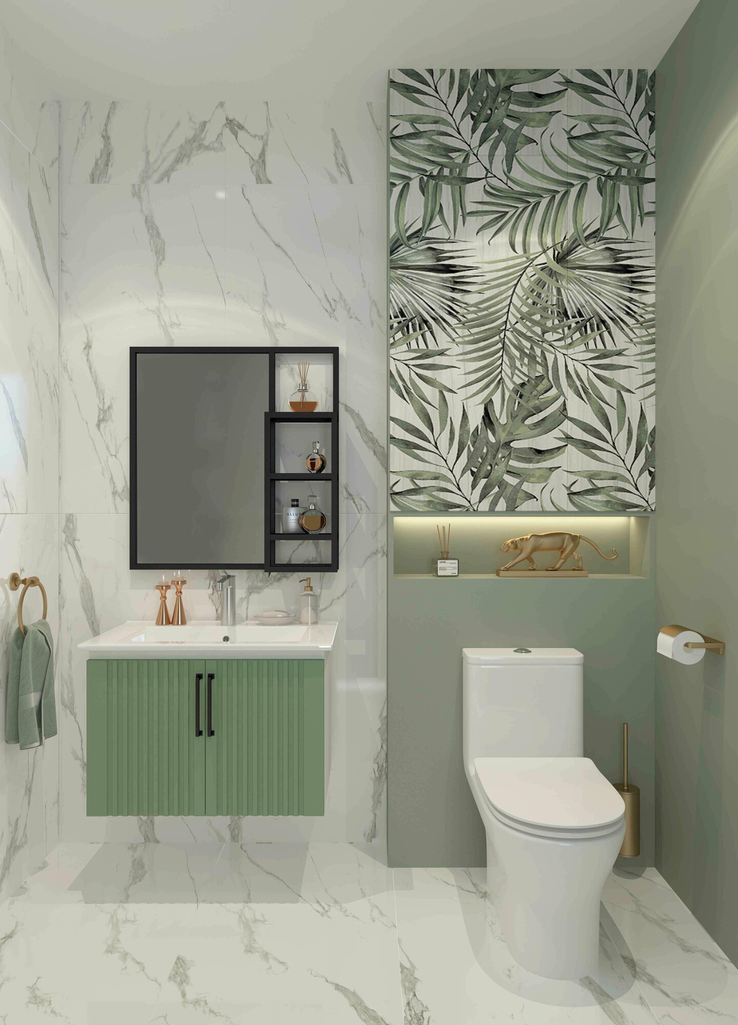 Зеркало EvaGold Bruklin 75 зеленое для ванной - фотография № 1