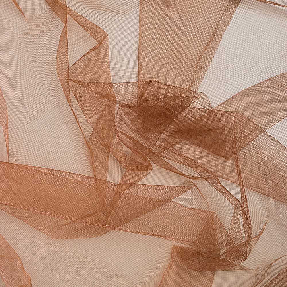 Ткань фатин перламутровый средний коричневый без рисунка (1922)