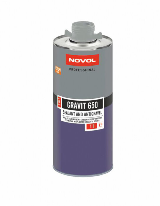 Герметик Novol GRAVIT 650 полиуретановый серый под пистолет + защита кузова 1л