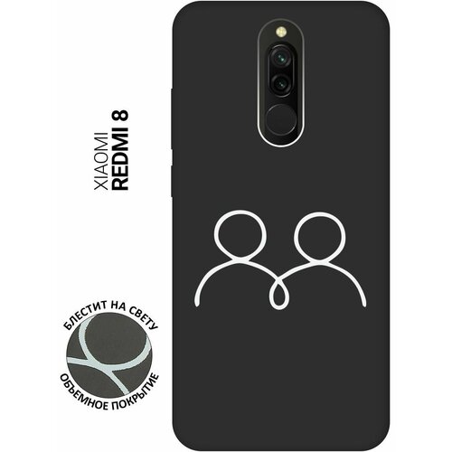 Матовый Soft Touch силиконовый чехол на Xiaomi Redmi 8, Сяоми Редми 8 с 3D принтом Couple Lines W черный матовый soft touch силиконовый чехол на xiaomi redmi 8 сяоми редми 8 с 3d принтом couple lines w черный