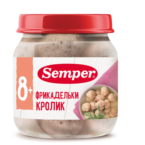 Semper - пюре фрикадельки Кролик, 8 мес, 100 гр semper пюре моно мясо кролик 6 мес 80 гр