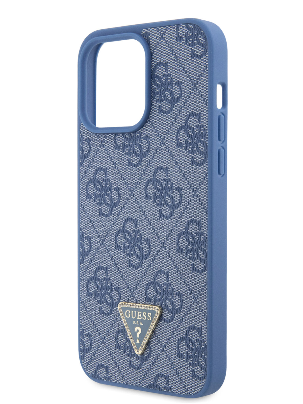 Guess для iPhone 15 Pro Max чехол PU 4G Triangle Diamond metal logo Hard Blue