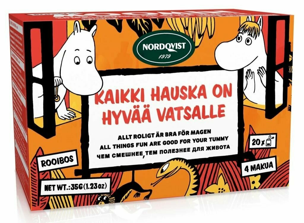 Чай ройбуш Nordqvist MOOMIN ассорти 4 вкуса, 20 пак. (из Финляндии) - фотография № 1