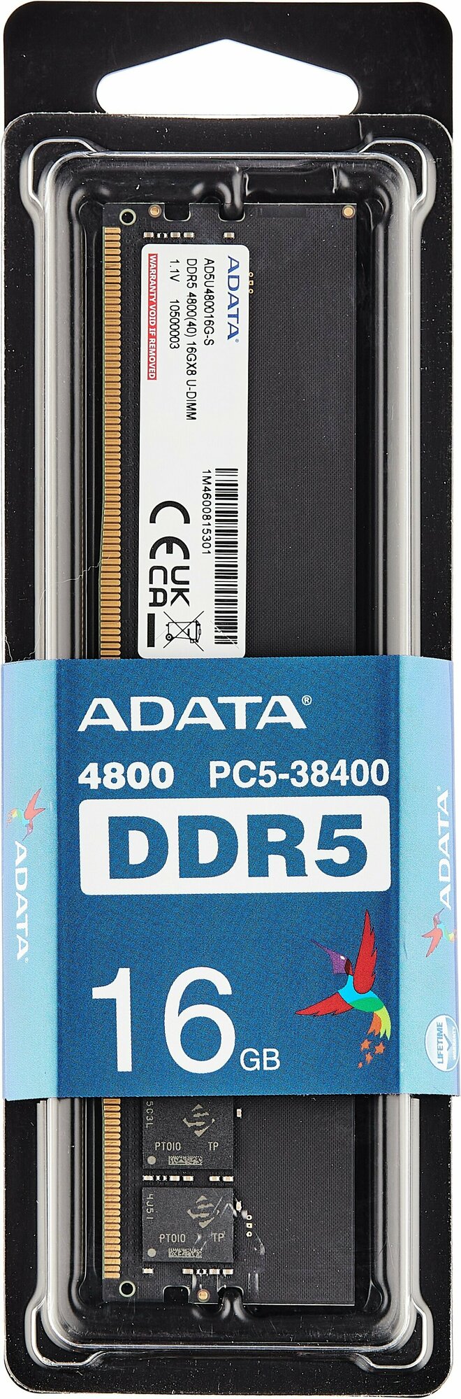 Модуль памяти DDR5 16GB DDR5-4800 AD5U480016G-S, CL40, 1.1V ADATA