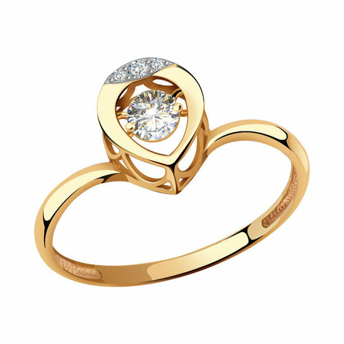 фото Кольцо эстет, красное золото, 585 проба, фианит, размер 17.5, золото diamant online